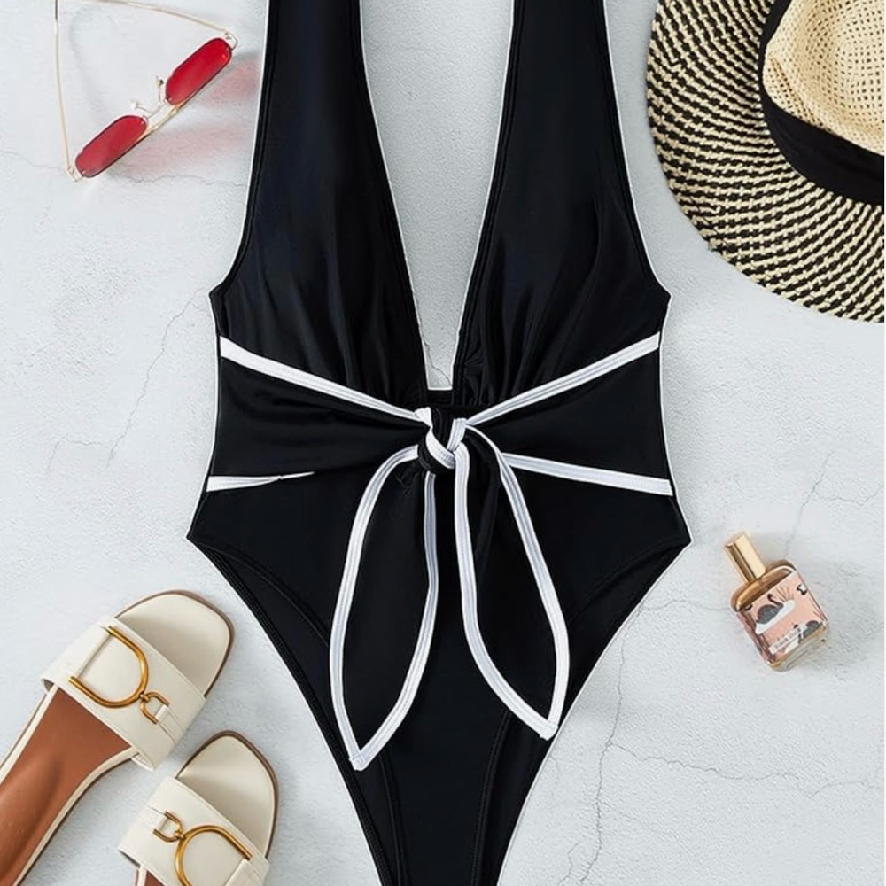 Black and White One Piece Swimsuit